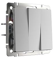 Выключатель без рамки Werkel 3-кл. серебряный глянцевый картинка